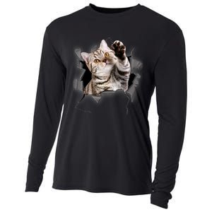 Cute Cat Torn Cloth Funny For Cat Lover Cat Mom Cat Dad Cooling Performance Long Sleeve Crew