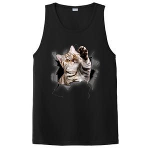 Cute Cat Torn Cloth Funny For Cat Lover Cat Mom Cat Dad PosiCharge Competitor Tank