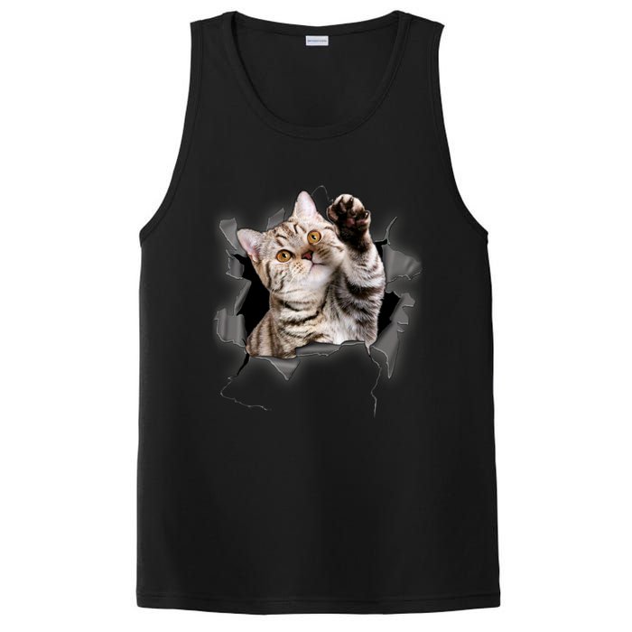 Cute Cat Torn Cloth Funny For Cat Lover Cat Mom Cat Dad PosiCharge Competitor Tank