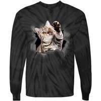 Cute Cat Torn Cloth Funny For Cat Lover Cat Mom Cat Dad Tie-Dye Long Sleeve Shirt