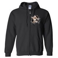 Cute Cat Torn Cloth Funny For Cat Lover Cat Mom Cat Dad Full Zip Hoodie