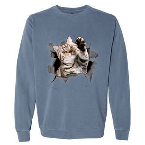 Cute Cat Torn Cloth Funny For Cat Lover Cat Mom Cat Dad Garment-Dyed Sweatshirt