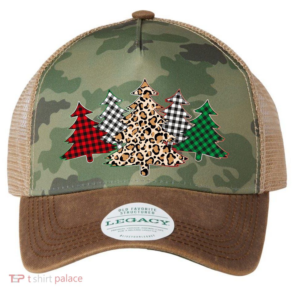 Cute Christmas Tree Plaid Leopard Patterns Legacy Tie Dye Trucker Hat