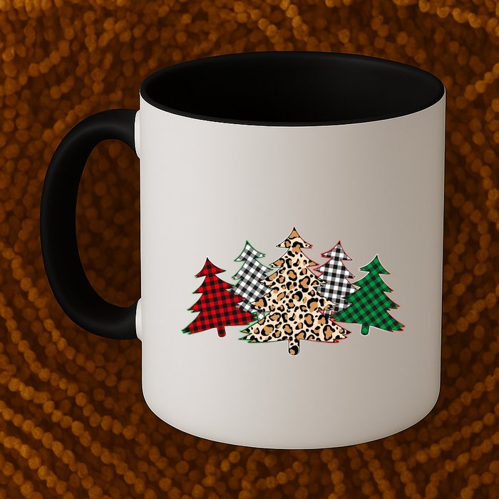Cute Christmas Tree Plaid Leopard Patterns Mug