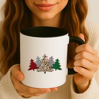 Cute Christmas Tree Plaid Leopard Patterns Mug
