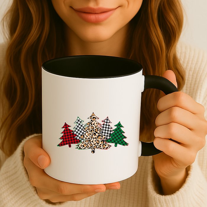 Cute Christmas Tree Plaid Leopard Patterns Mug