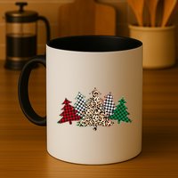 Cute Christmas Tree Plaid Leopard Patterns Mug