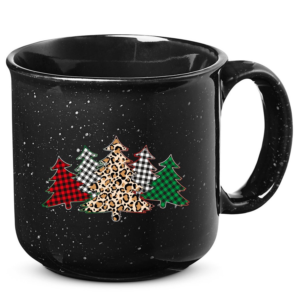 Cute Christmas Tree Plaid Leopard Patterns 15oz Campfire Ceramic Mug