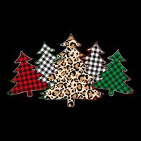 Cute Christmas Tree Plaid Leopard Patterns Drawstring Bag