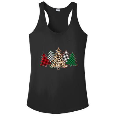 Cute Christmas Tree Plaid Leopard Patterns Ladies PosiCharge Competitor Racerback Tank
