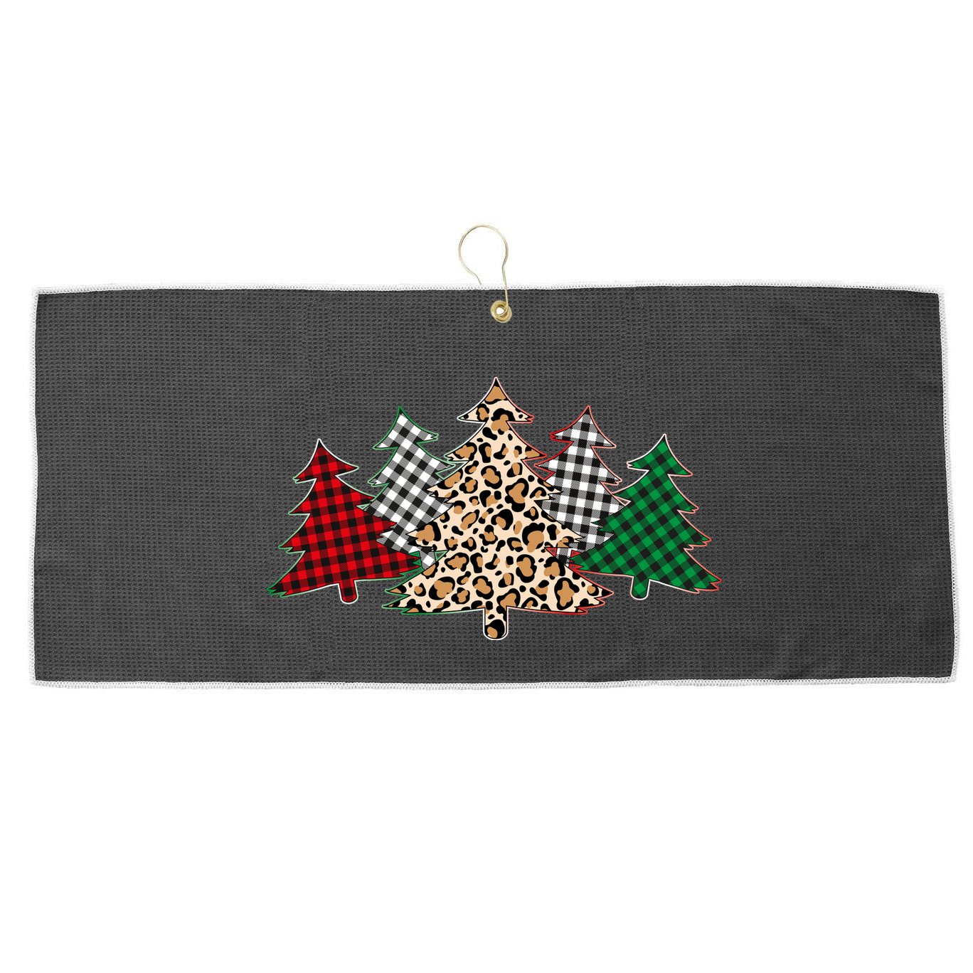 Cute Christmas Tree Plaid Leopard Patterns Large Microfiber Waffle Golf Towel