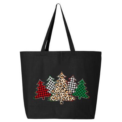 Cute Christmas Tree Plaid Leopard Patterns 25L Jumbo Tote