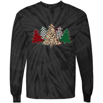 Cute Christmas Tree Plaid Leopard Patterns Tie-Dye Long Sleeve Shirt