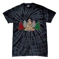 Cute Christmas Tree Plaid Leopard Patterns Tie-Dye T-Shirt