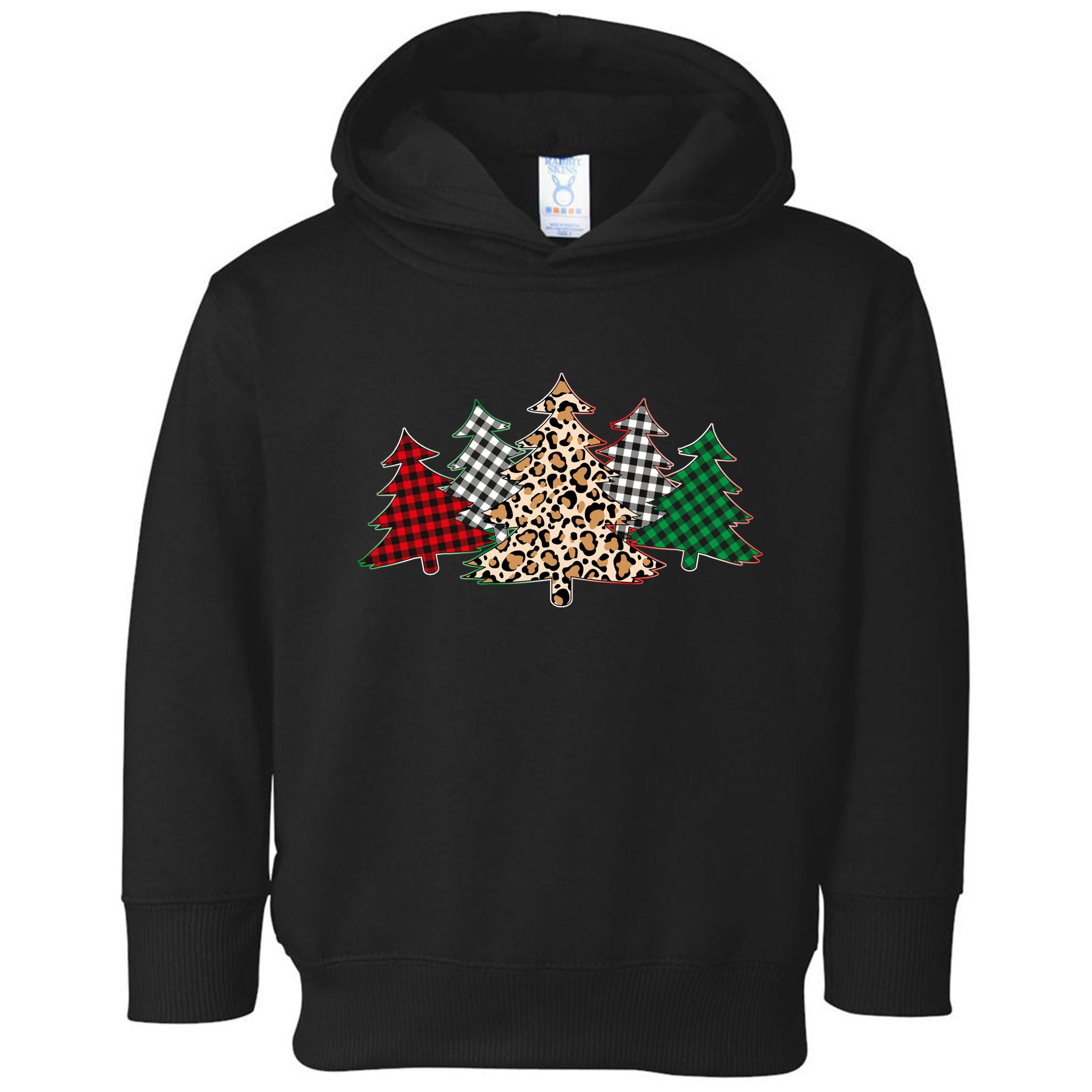 Cute Christmas Tree Plaid Leopard Patterns Toddler Hoodie