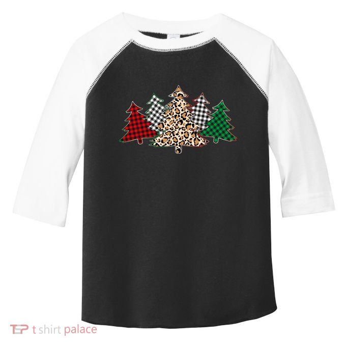 Cute Christmas Tree Plaid Leopard Patterns Toddler Fine Jersey T-Shirt