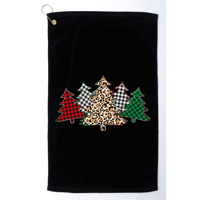 Cute Christmas Tree Plaid Leopard Patterns Golf Towel
