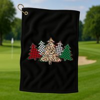 Cute Christmas Tree Plaid Leopard Patterns Golf Towel