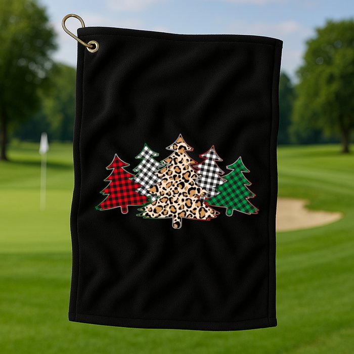 Cute Christmas Tree Plaid Leopard Patterns Golf Towel