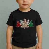 Cute Christmas Tree Plaid Leopard Patterns Toddler T-Shirt