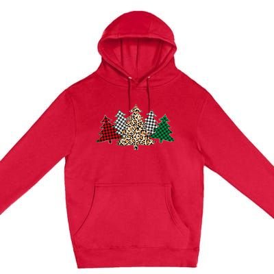 Cute Christmas Tree Plaid Leopard Patterns Premium Pullover Hoodie