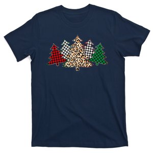 Cute Christmas Tree Plaid Leopard Patterns T-Shirt