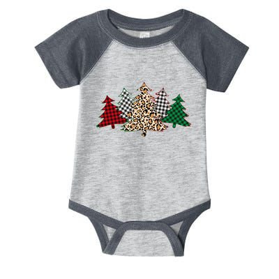 Cute Christmas Tree Plaid Leopard Patterns Infant Baby Jersey Bodysuit