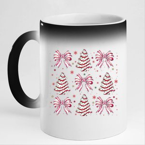 Coquette Christmas Tree Cake Bow Girly Christmas Holiday 11oz Black Color Changing Mug