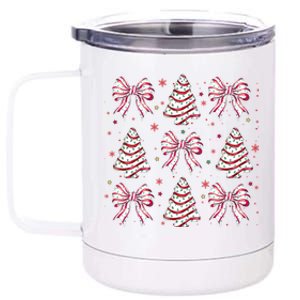 Coquette Christmas Tree Cake Bow Girly Christmas Holiday 12 oz Stainless Steel Tumbler Cup