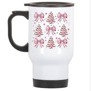 Coquette Christmas Tree Cake Bow Girly Christmas Holiday Stainless Steel Travel Mug