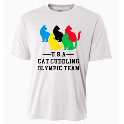 Cat Cuddling Team Cooling Performance Crew T-Shirt