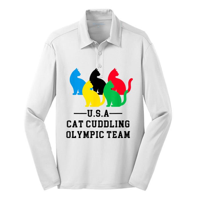 Cat Cuddling Team Silk Touch Performance Long Sleeve Polo