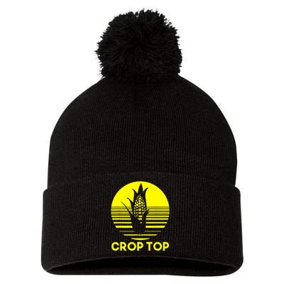 Corn Crop Top Pom Pom 12in Knit Beanie