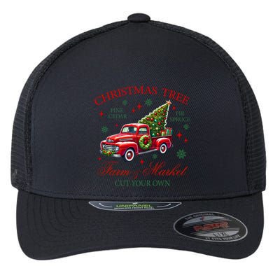 Coquette Christmas Tree Red Truck Farm & Market Xmas Pajamas Flexfit Unipanel Trucker Cap