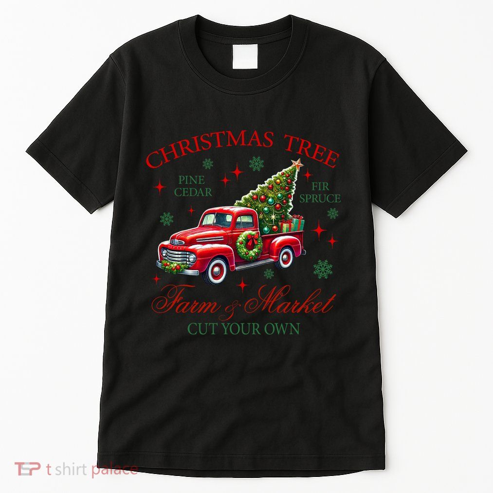 Coquette Christmas Tree Red Truck Farm & Market Xmas Pajamas Tall T-Shirt