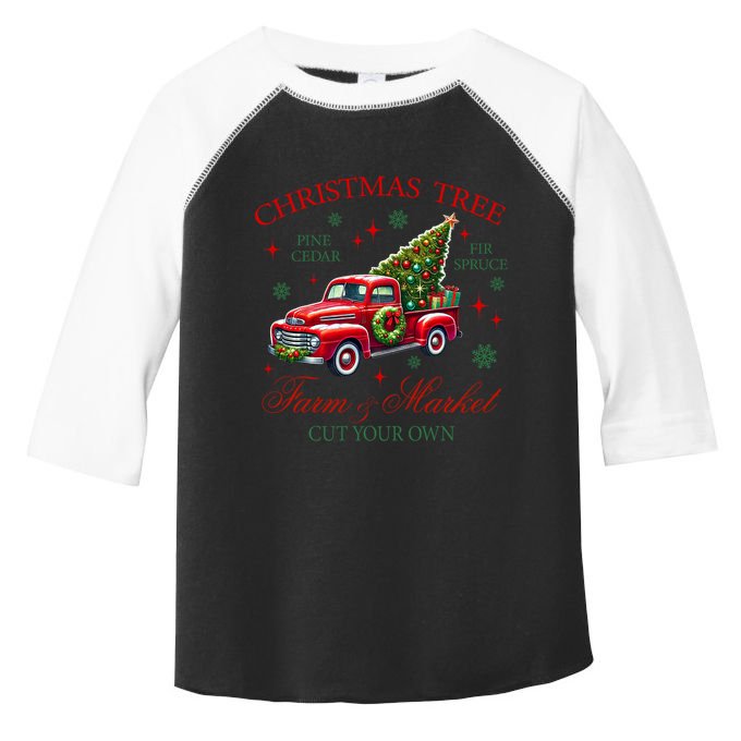Coquette Christmas Tree Red Truck Farm & Market Xmas Pajamas Toddler Fine Jersey T-Shirt