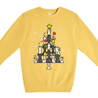 Chess Christmas Tree Xmas Chess Player Funny Funny Premium Crewneck Sweatshirt