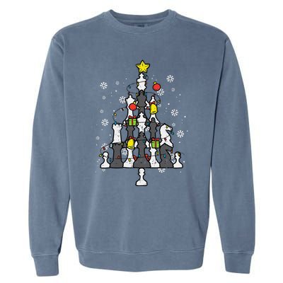 Chess Christmas Tree Xmas Chess Player Funny Funny Garment-Dyed Sweatshirt