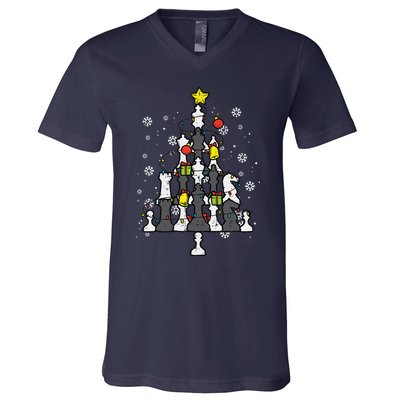 Chess Christmas Tree Xmas Chess Player Funny Funny V-Neck T-Shirt