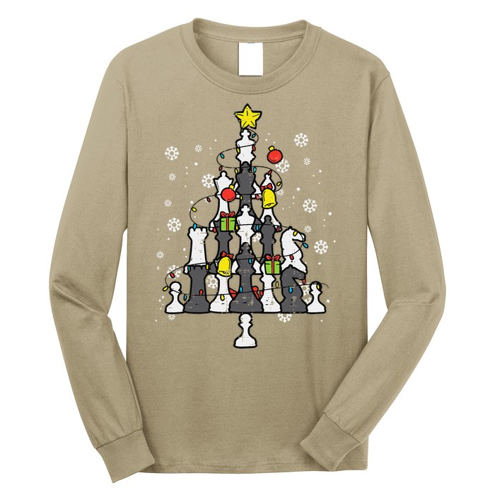 Chess Christmas Tree Xmas Chess Player Funny Funny Long Sleeve Shirt