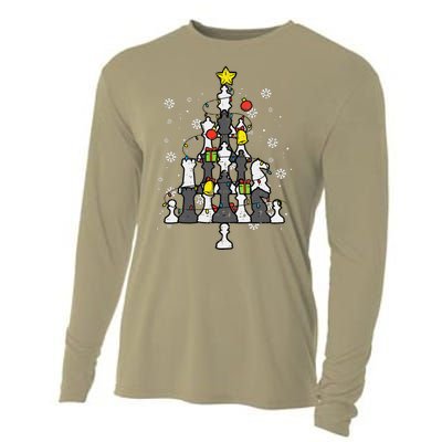 Chess Christmas Tree Xmas Chess Player Funny Funny Cooling Performance Long Sleeve Crew