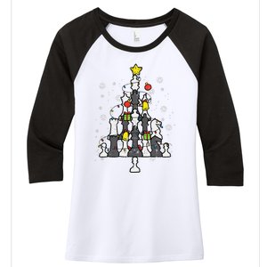 Chess Christmas Tree Xmas Chess Player Funny Funny Women's Tri-Blend 3/4-Sleeve Raglan Shirt