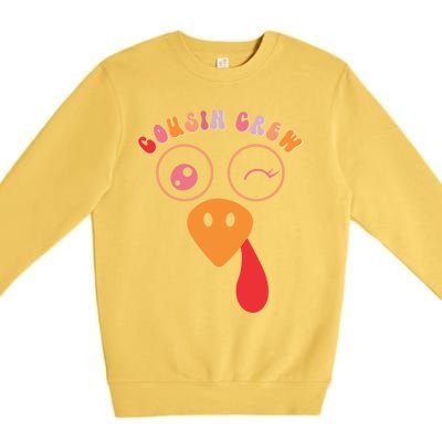 Cousin Crew Turkey Cute Retro Groovy Sunglasses Thanksgiving Gift Premium Crewneck Sweatshirt