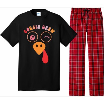 Cousin Crew Turkey Cute Retro Groovy Sunglasses Thanksgiving Gift Pajama Set