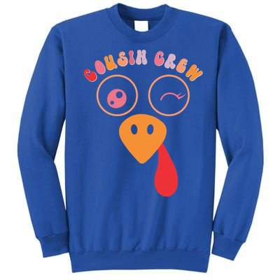 Cousin Crew Turkey Cute Retro Groovy Sunglasses Thanksgiving Gift Tall Sweatshirt