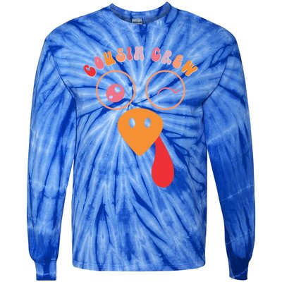 Cousin Crew Turkey Cute Retro Groovy Sunglasses Thanksgiving Gift Tie-Dye Long Sleeve Shirt