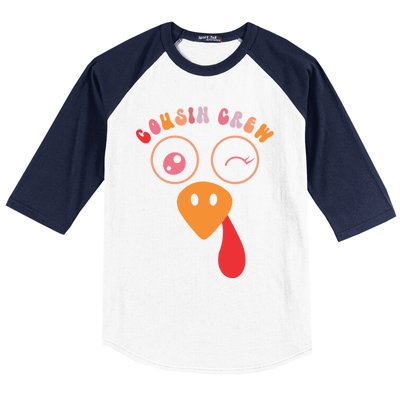 Cousin Crew Turkey Cute Retro Groovy Sunglasses Thanksgiving Gift Baseball Sleeve Shirt