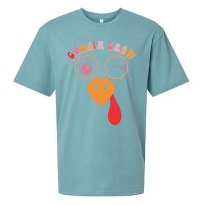 Cousin Crew Turkey Cute Retro Groovy Sunglasses Thanksgiving Gift Sueded Cloud Jersey T-Shirt