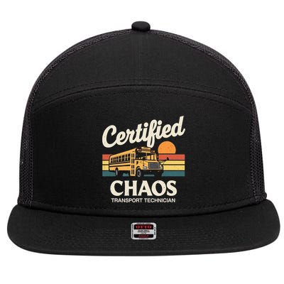 Certified Chaos Transport Technician School Bus Driver 7 Panel Mesh Trucker Snapback Hat