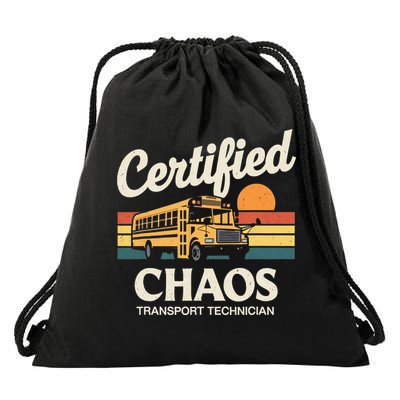 Certified Chaos Transport Technician School Bus Driver Drawstring Bag
